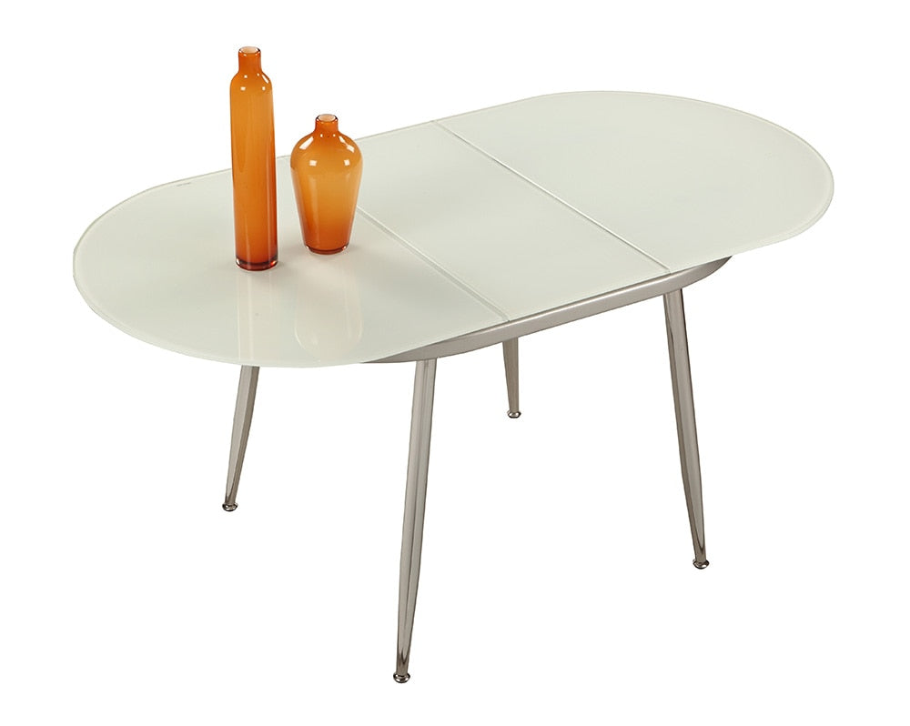Chintaly - DONNA - Contemporary Dining Set w/ White Glass Top & Upholstered Chairs - DONNA-5PC veiw 3