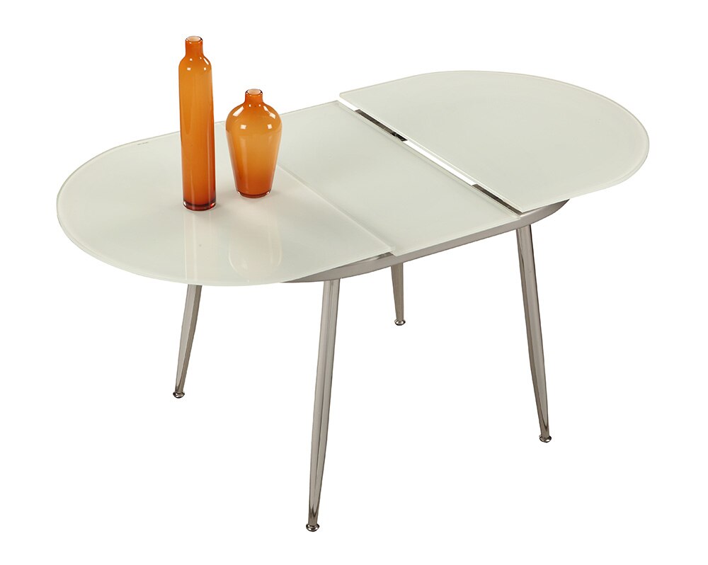 Chintaly - DONNA - Contemporary Dining Set w/ White Glass Top & Upholstered Chairs - DONNA-5PC veiw 4