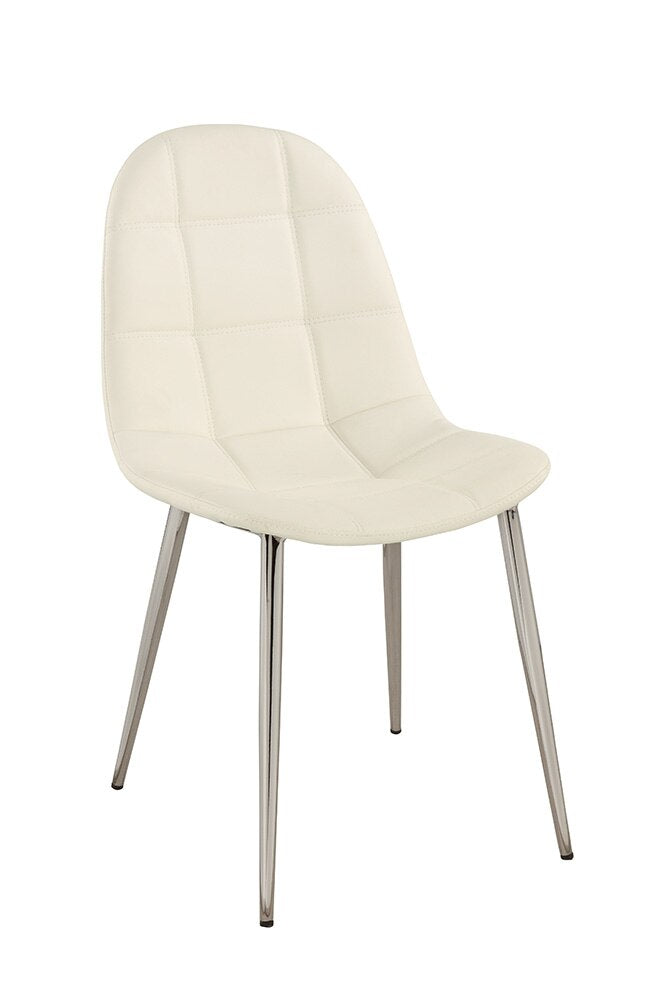 Chintaly - DONNA - Contemporary Dining Set w/ White Glass Top & Upholstered Chairs - DONNA-5PC veiw 5