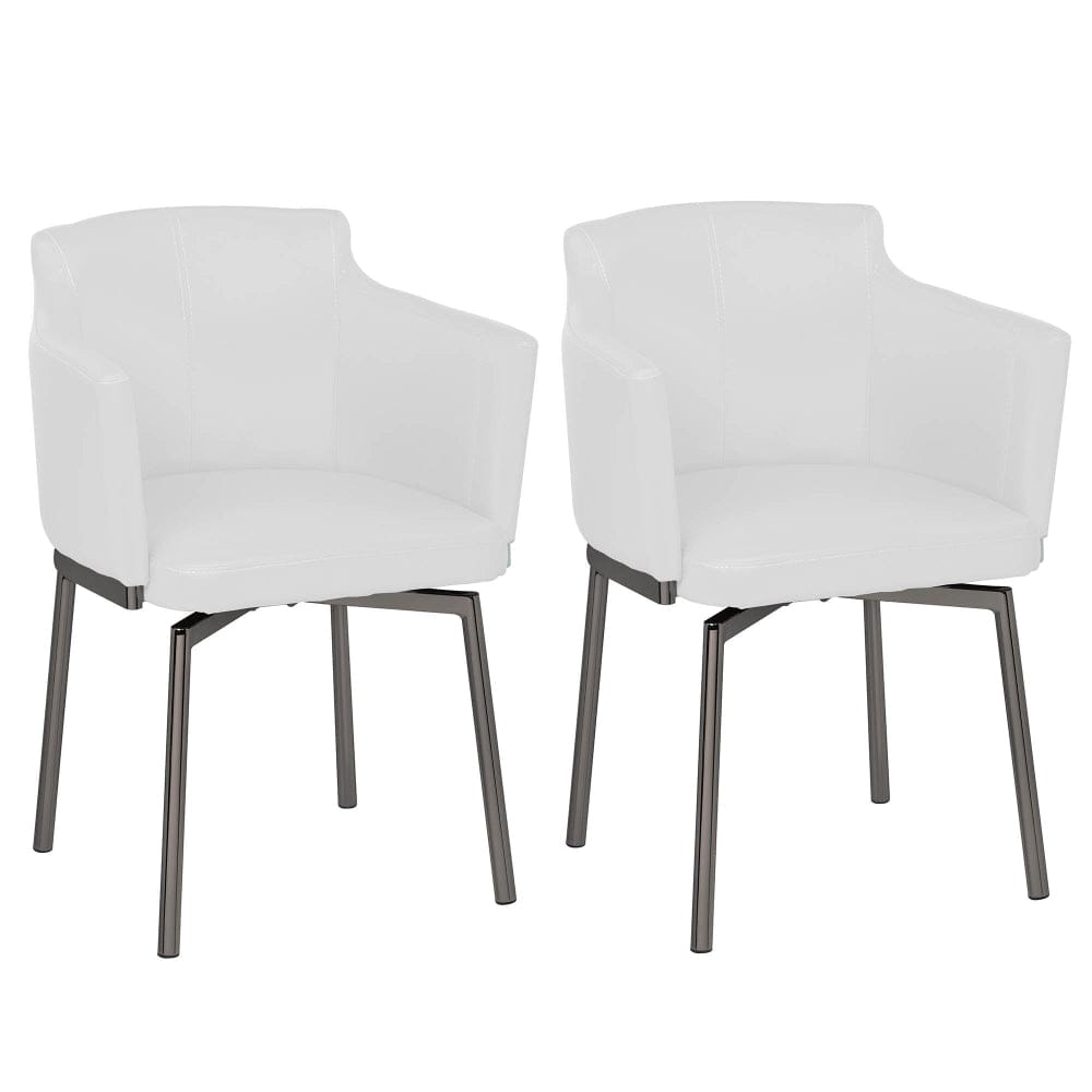 Chintaly - DUSTY-AC-BKC - Contemporary Arm Chair w/ Steel Legs & Memory Swivel - 2 Per Box - DUSTY-AC-BKC-WHT view 1