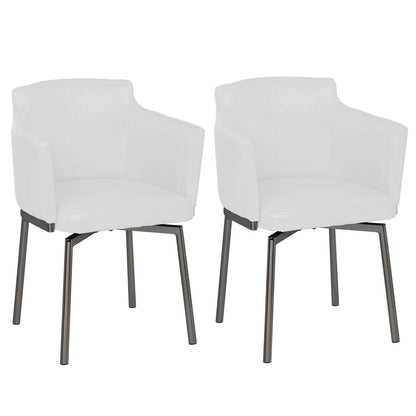 Chintaly - DUSTY-AC-BKC - Contemporary Arm Chair w/ Steel Legs & Memory Swivel - 2 Per Box - DUSTY-AC-BKC-WHT view 1