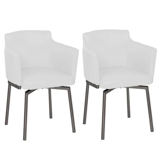 Chintaly - DUSTY-AC-BKC - Contemporary Arm Chair w/ Steel Legs & Memory Swivel - 2 Per Box - DUSTY-AC-BKC-WHT view 1