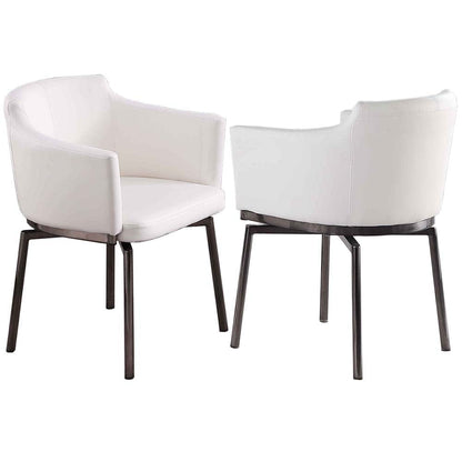 Chintaly - DUSTY-AC-BKC - Contemporary Arm Chair w/ Steel Legs & Memory Swivel - 2 Per Box - DUSTY-AC-BKC-WHT view 2