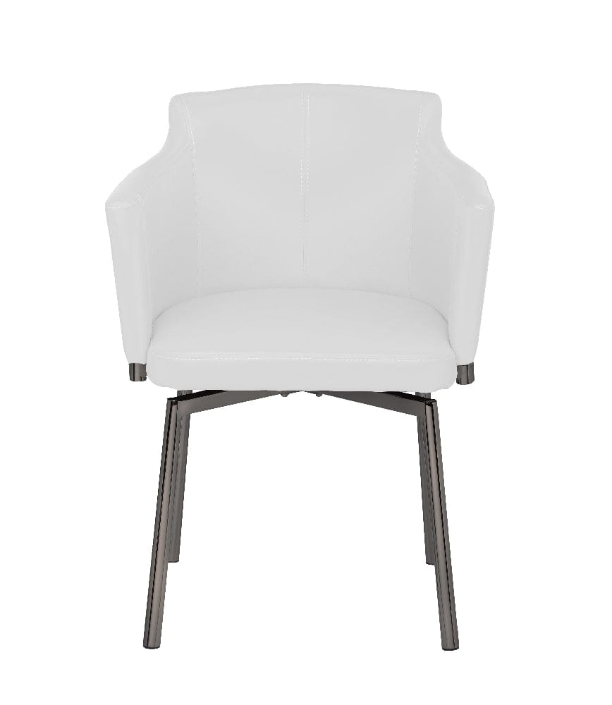 Chintaly - DUSTY-AC-BKC - Contemporary Arm Chair w/ Steel Legs & Memory Swivel - 2 Per Box - DUSTY-AC-BKC-WHT view 3