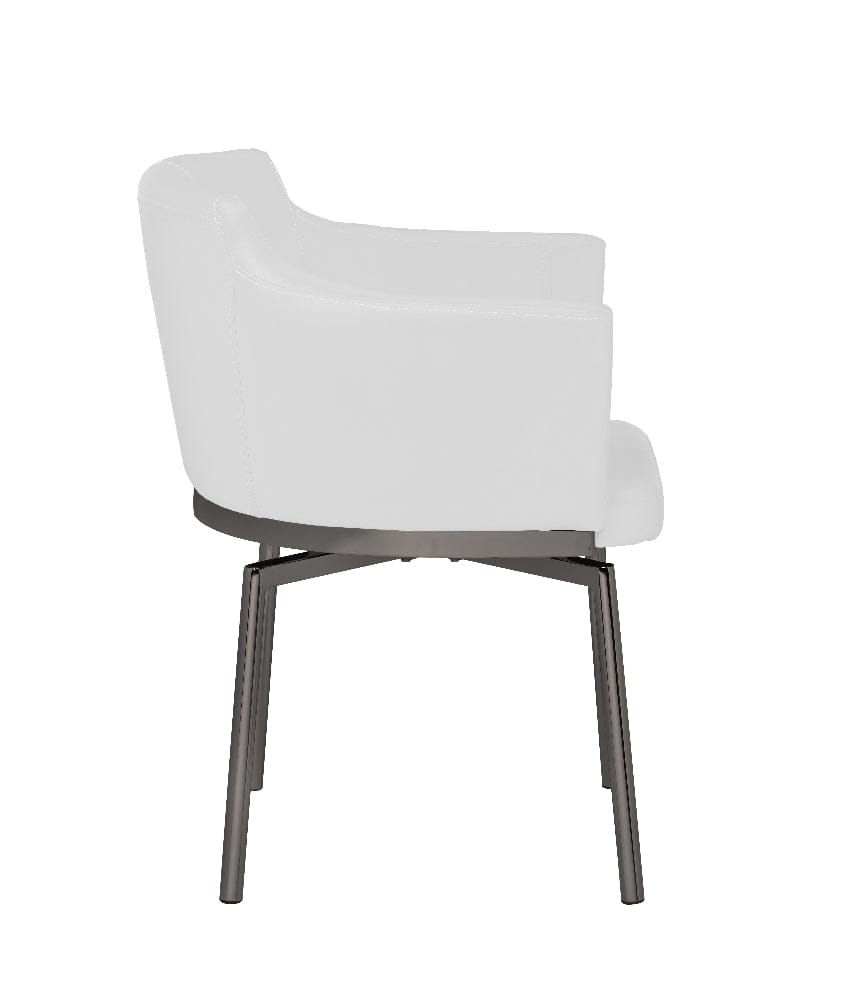 Chintaly - DUSTY-AC-BKC - Contemporary Arm Chair w/ Steel Legs & Memory Swivel - 2 Per Box - DUSTY-AC-BKC-WHT view 4