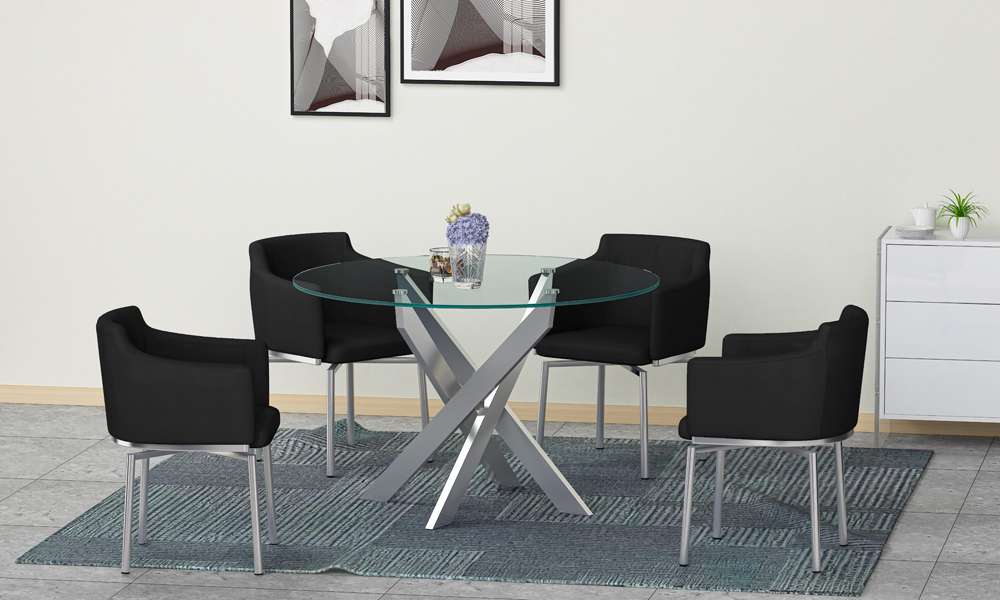 Chintaly - Dusty Round Glass Dining Table - DUSTY-DT veiw 2