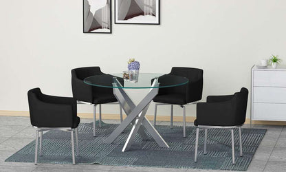Chintaly - Dusty Round Glass Dining Table - DUSTY-DT veiw 2