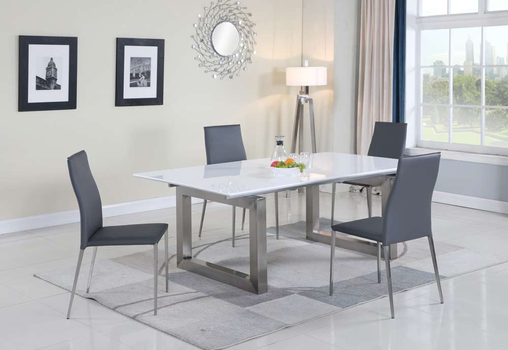Chintaly - Ebony Dining Table in White - EBONY-DT veiw 4