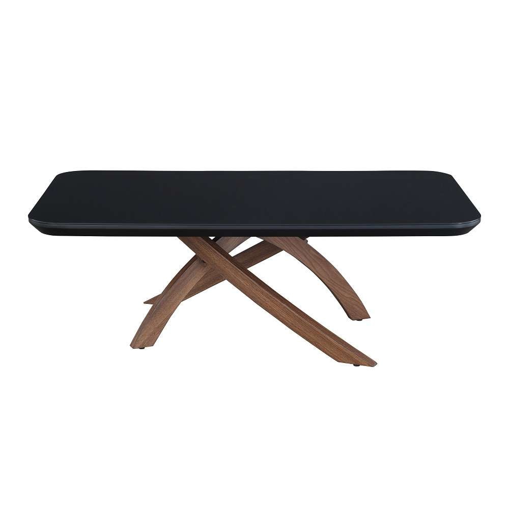 Chintaly - Emily - Black Glass Top  Cocktail Table w/ Crisscross Base - EMILY-CT veiw 1