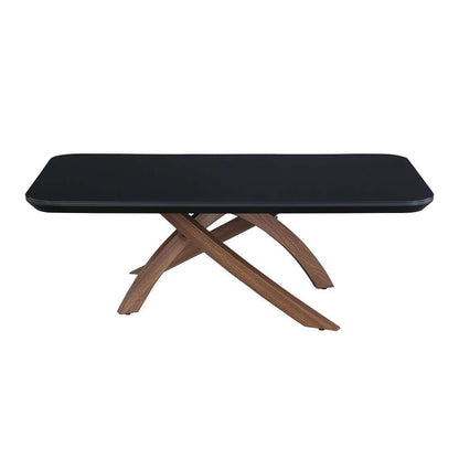 Chintaly - Emily - Black Glass Top  Cocktail Table w/ Crisscross Base - EMILY-CT veiw 1