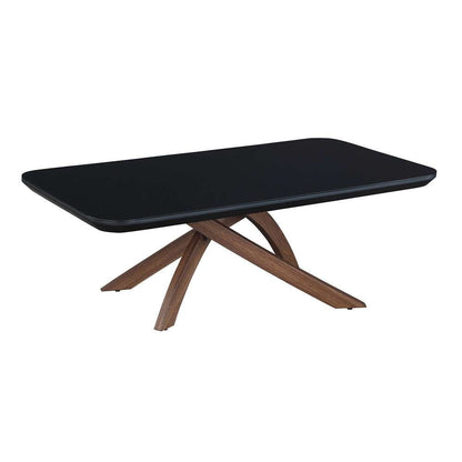 Chintaly - Emily - Black Glass Top  Cocktail Table w/ Crisscross Base - EMILY-CT veiw 2