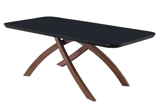 Chintaly - Emily - Black Glass Top Dining Table w/ Crisscross Base - EMILY-DT veiw 1