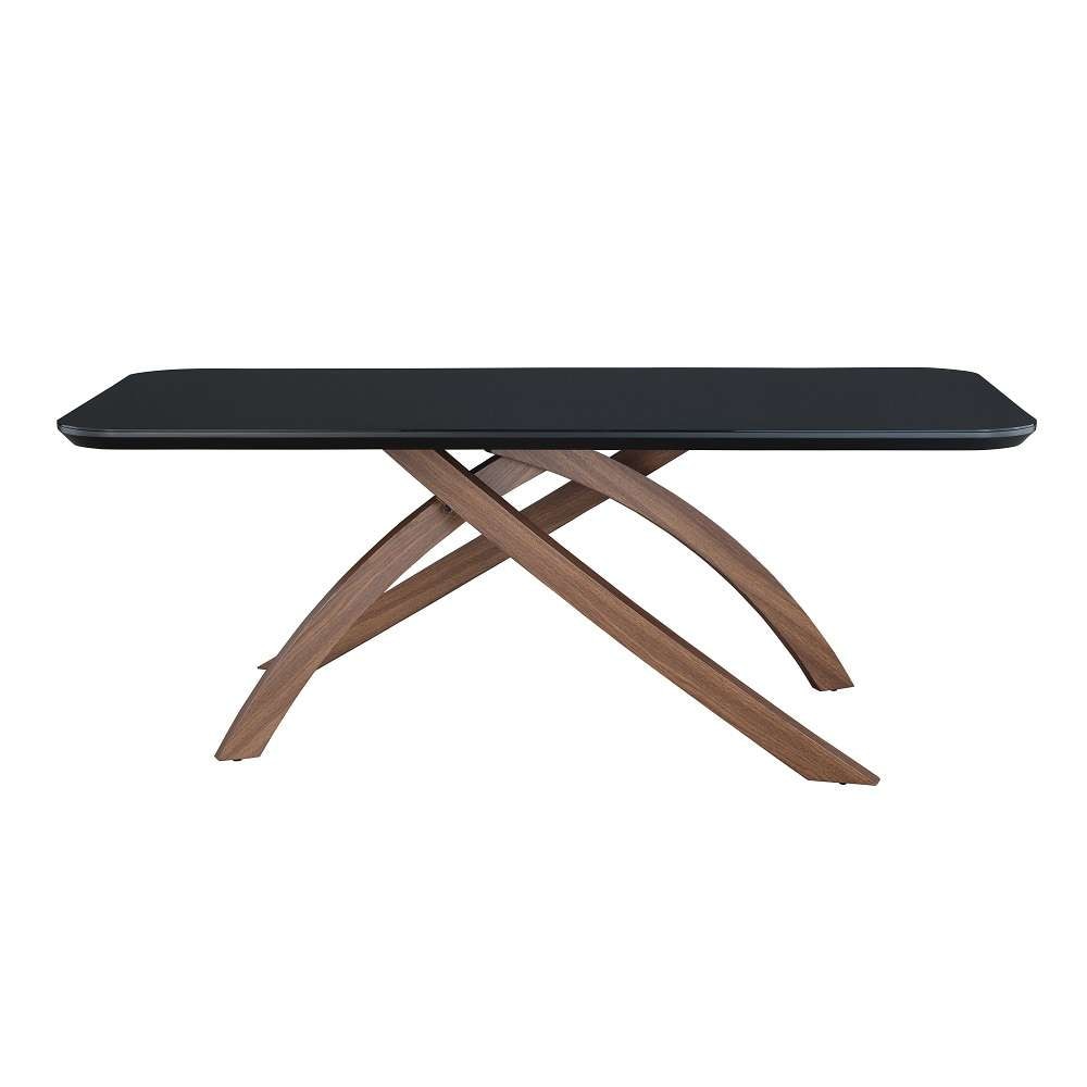 Chintaly - Emily - Black Glass Top Dining Table w/ Crisscross Base - EMILY-DT veiw 2