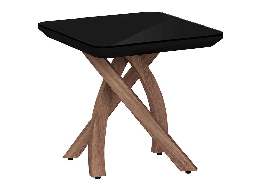 Chintaly - Emily - Black Glass Top  Lamp Table w/ Crisscross Base - EMILY-LT veiw 1