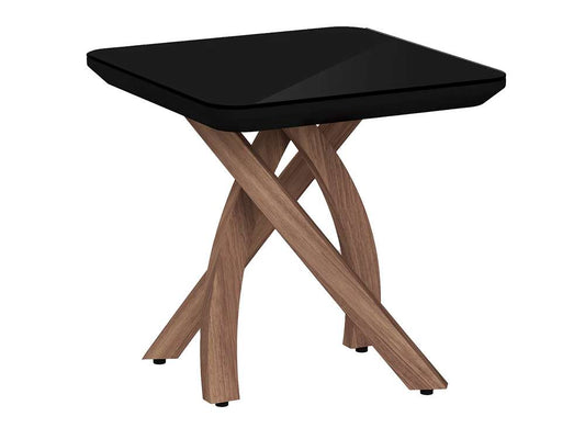 Chintaly - Emily - Black Glass Top  Lamp Table w/ Crisscross Base - EMILY-LT veiw 1