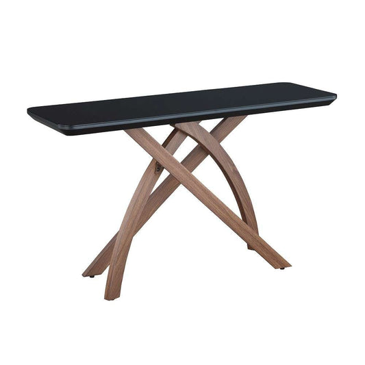 Chintaly - Emily - Black Glass Top  Sofa Table w/ Crisscross Base - EMILY-ST veiw 1