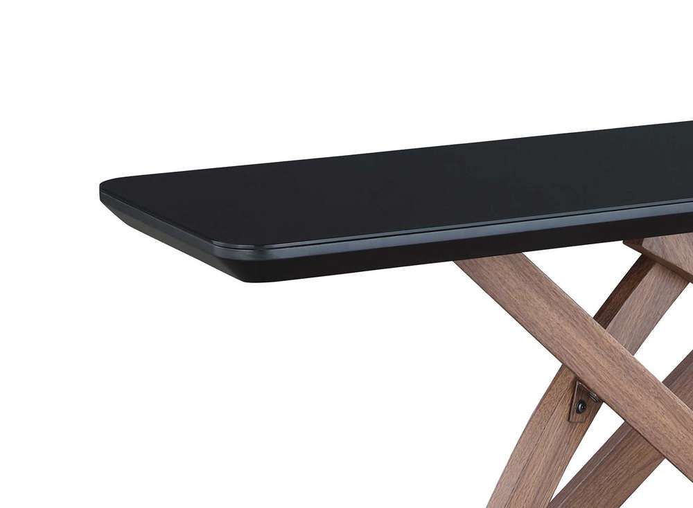 Chintaly - Emily - Black Glass Top  Sofa Table w/ Crisscross Base - EMILY-ST veiw 3
