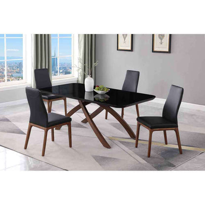 Chintaly - Emily - Dining Set w/ Black Glass Table & 4 Solid Wood Chairs - EMILY-ROSARIO-5PC-BLK veiw 1