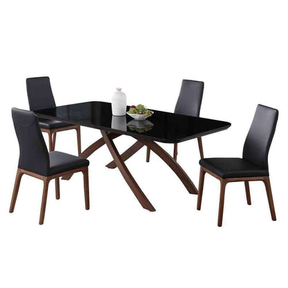 Chintaly - Emily - Dining Set w/ Black Glass Table & 4 Solid Wood Chairs - EMILY-ROSARIO-5PC-BLK veiw 2