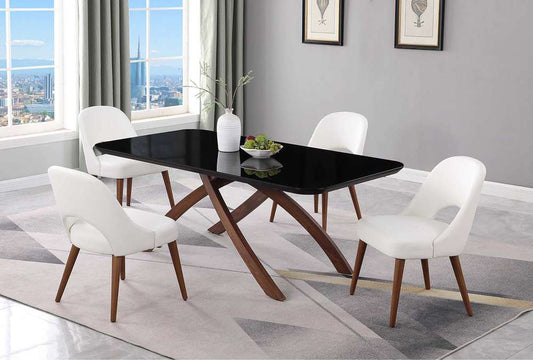 Chintaly - Emily - Dining Set w/ Black Glass Table & Open Back Chairs - EMILY-KENZA-5PC veiw 1