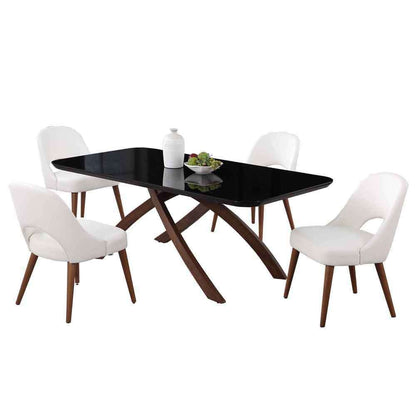 Chintaly - Emily - Dining Set w/ Black Glass Table & Open Back Chairs - EMILY-KENZA-5PC veiw 2