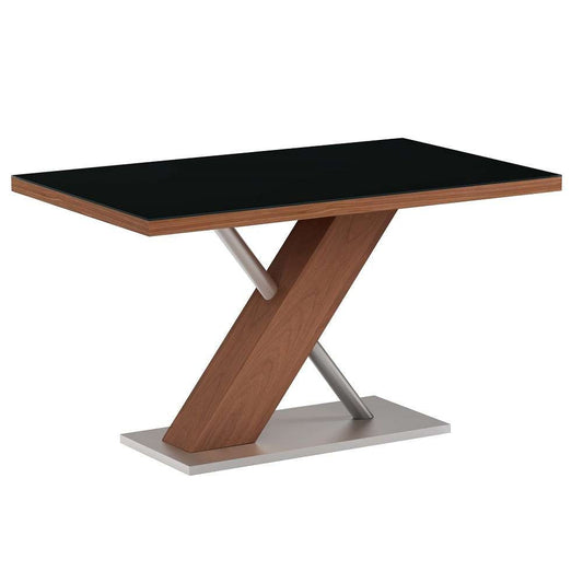Chintaly - Emma - Modern Wooden Black Glass Top Dining Table - EMMA-DT veiw 1