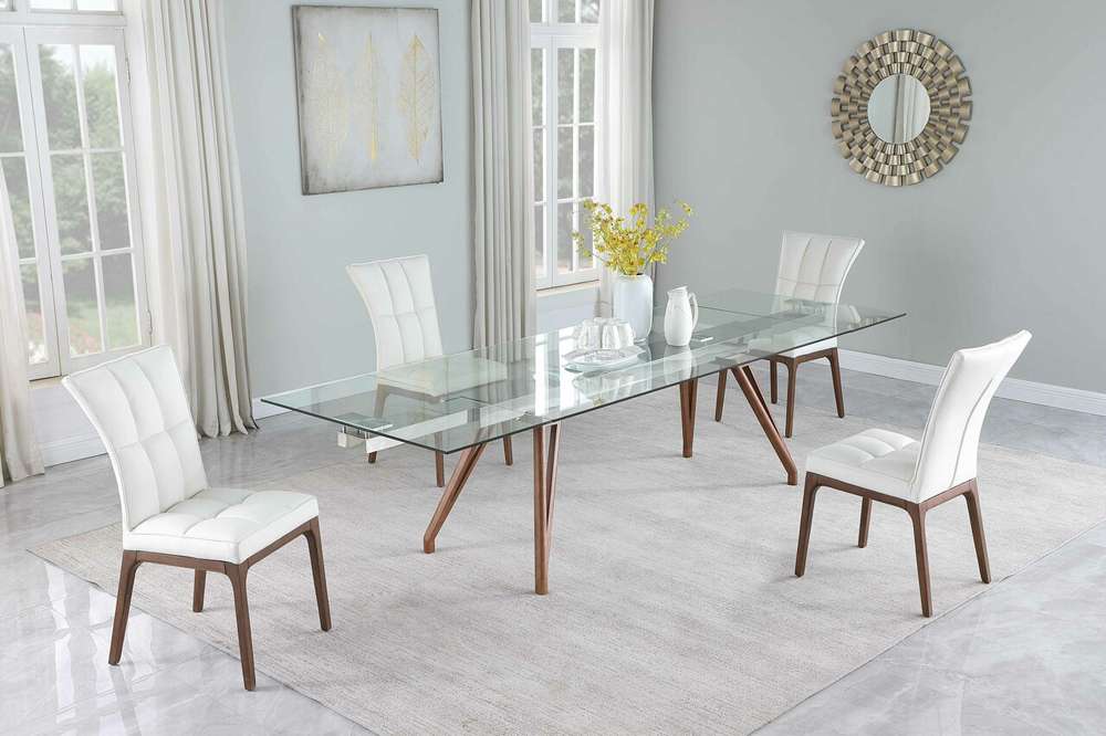 Chintaly - Erika 39inx 79-119in Extendable Glass Top w/ 20in Two Pull-out Ext - ERIKA-DT veiw 3