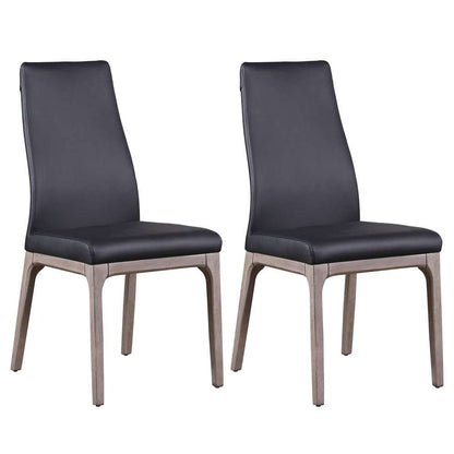 Chintaly - Esther Modern Contour Back Upholstered Side Chair w/ Solid Wood Base (Set of 2) - ROSARIO-SC-GRY-BLK veiw 1