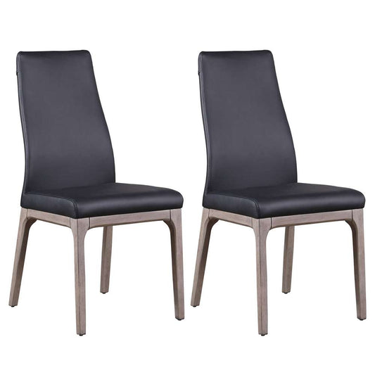 Chintaly - Esther Modern Contour Back Upholstered Side Chair w/ Solid Wood Base (Set of 2) - ROSARIO-SC-GRY-BLK veiw 1