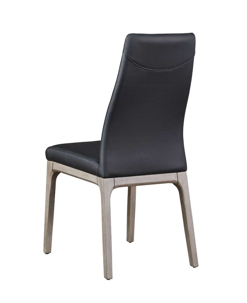 Chintaly - Esther Modern Contour Back Upholstered Side Chair w/ Solid Wood Base (Set of 2) - ROSARIO-SC-GRY-BLK veiw 3