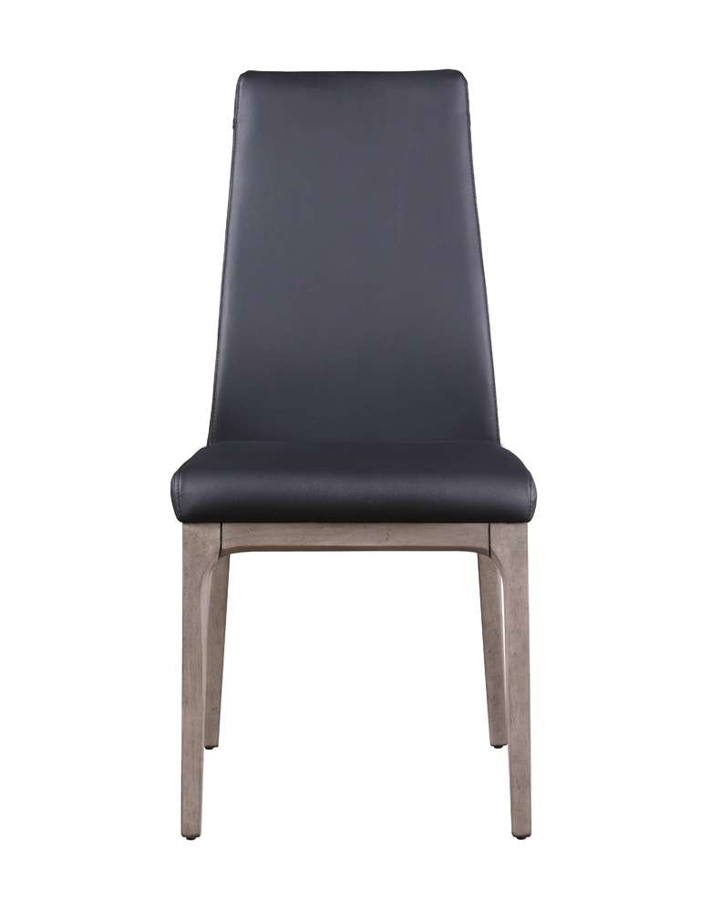 Chintaly - Esther Modern Contour Back Upholstered Side Chair w/ Solid Wood Base (Set of 2) - ROSARIO-SC-GRY-BLK veiw 4