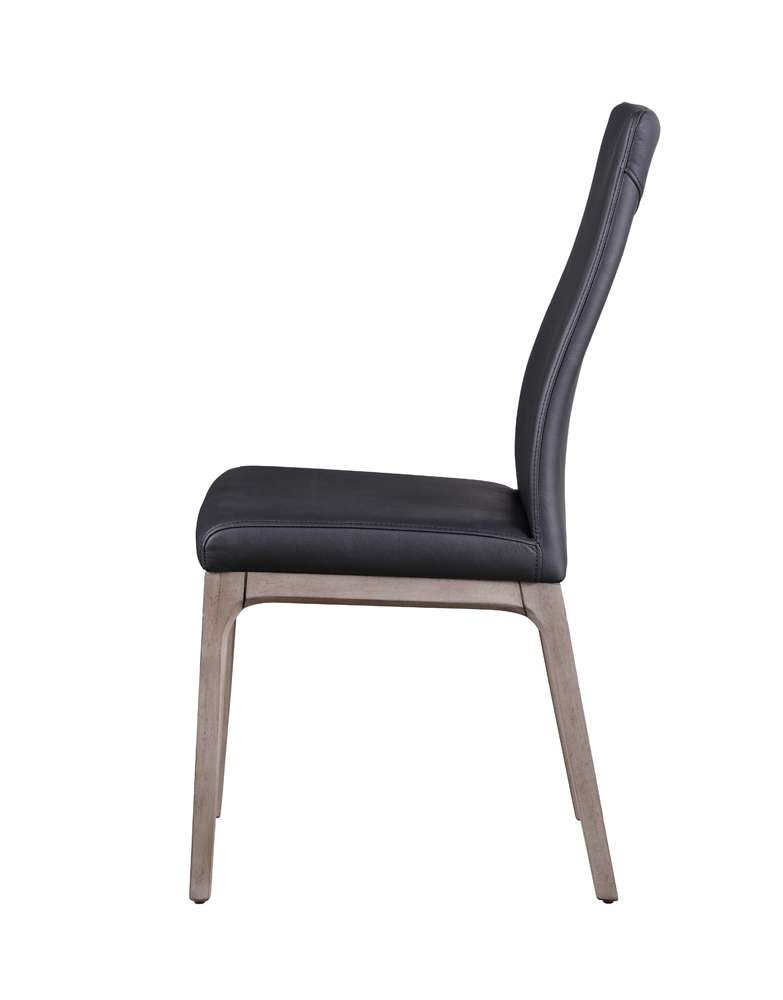 Chintaly - Esther Modern Contour Back Upholstered Side Chair w/ Solid Wood Base (Set of 2) - ROSARIO-SC-GRY-BLK veiw 5