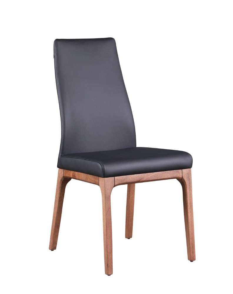 Chintaly - Esther Modern Contour Back Upholstered Side Chair w/ Solid Wood Base (Set of 2) - ROSARIO-SC-WAL-BLK veiw 1