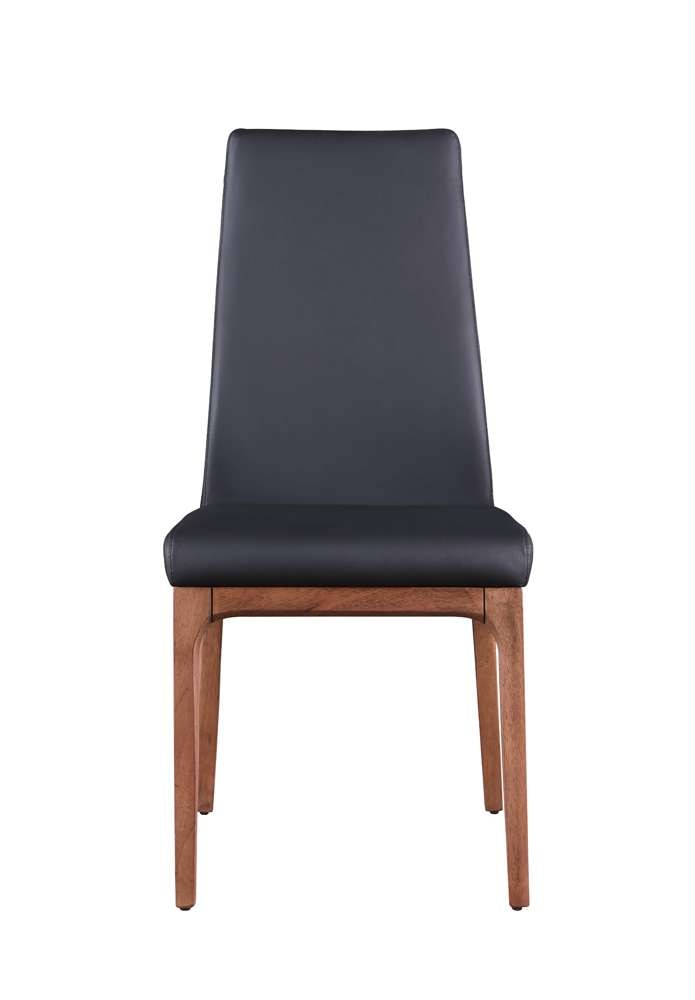 Chintaly - Esther Modern Contour Back Upholstered Side Chair w/ Solid Wood Base (Set of 2) - ROSARIO-SC-WAL-BLK veiw 2