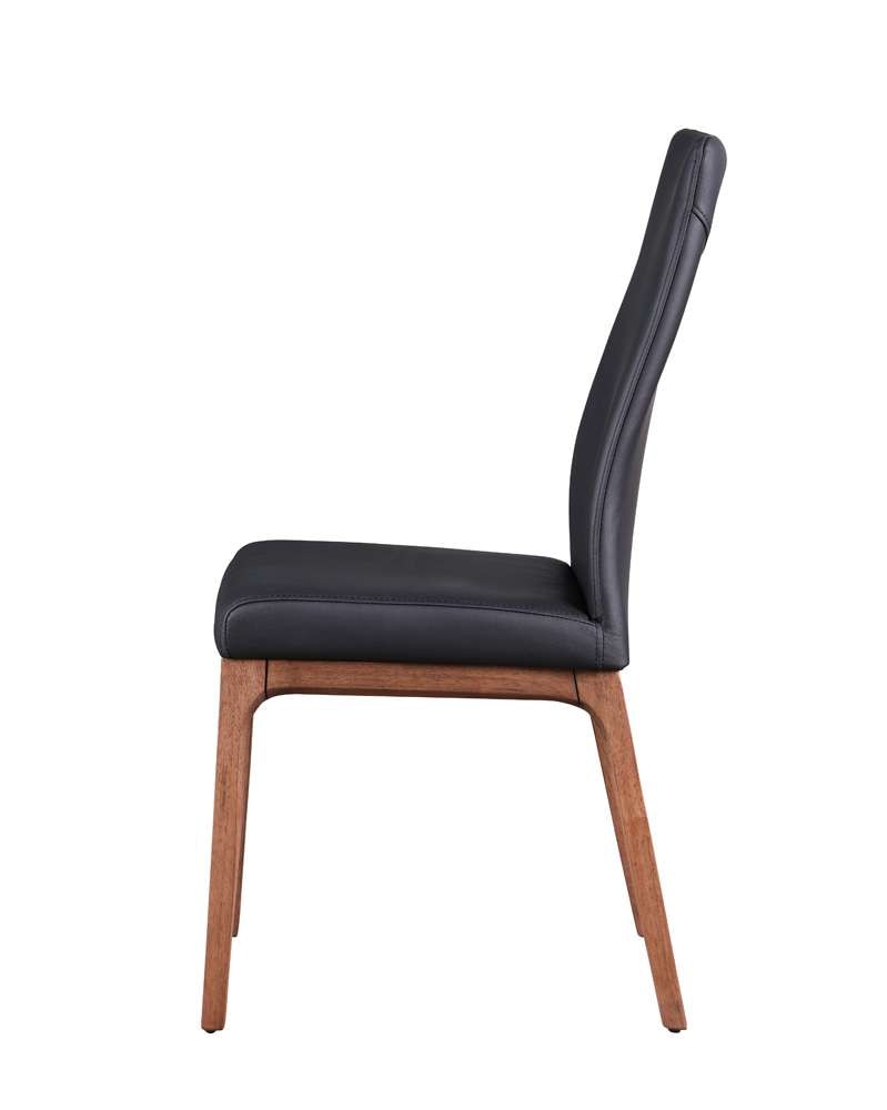 Chintaly - Esther Modern Contour Back Upholstered Side Chair w/ Solid Wood Base (Set of 2) - ROSARIO-SC-WAL-BLK veiw 3
