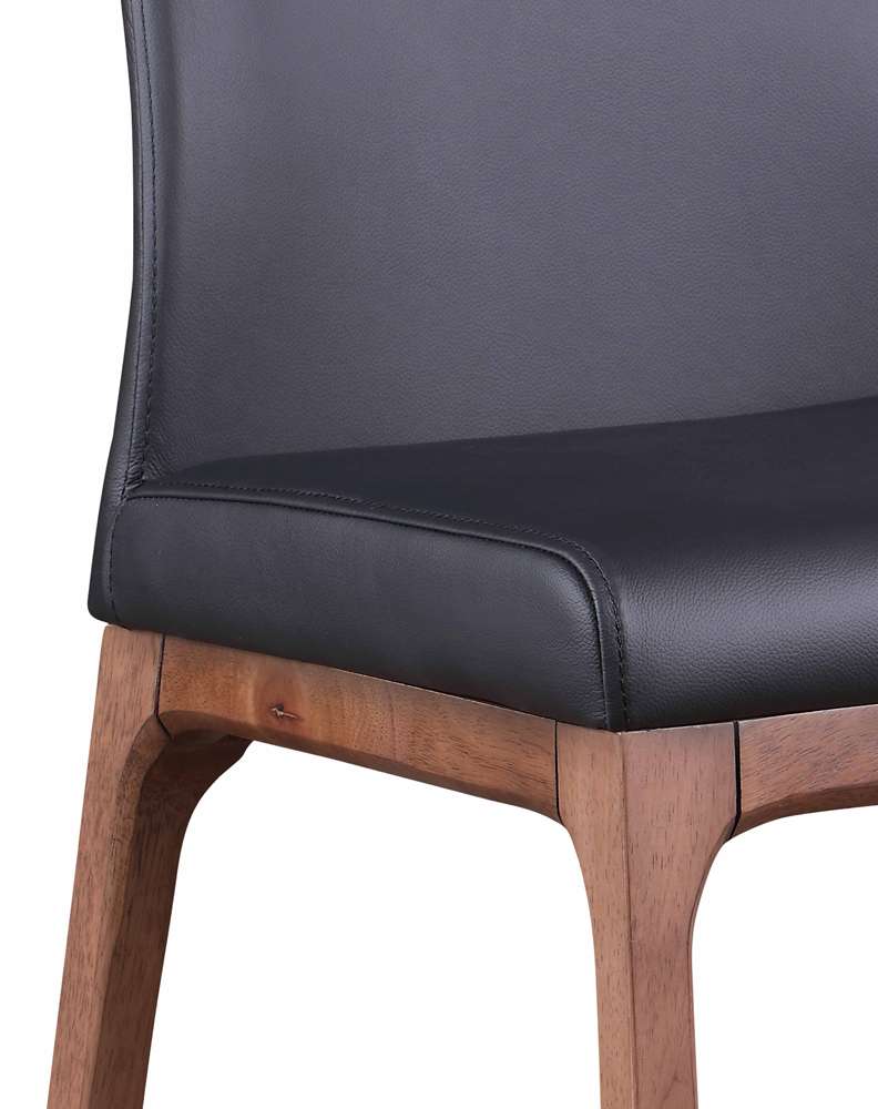 Chintaly - Esther Modern Contour Back Upholstered Side Chair w/ Solid Wood Base (Set of 2) - ROSARIO-SC-WAL-BLK veiw 4
