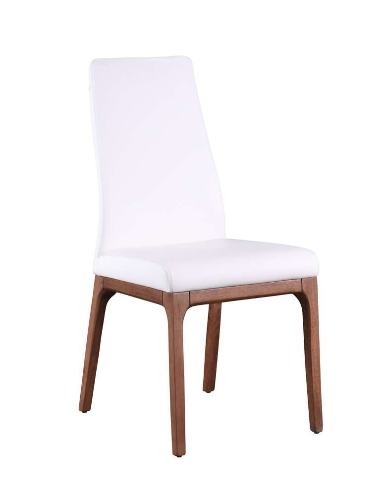 Chintaly - Esther Modern Contour Back Upholstered Side Chair w/ Solid Wood Base (Set of 2) - ROSARIO-SC-WAL-WHT veiw 2