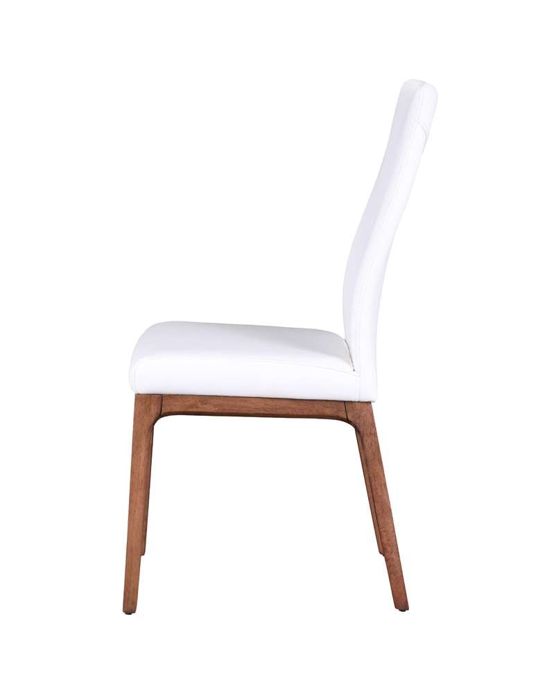 Chintaly - Esther Modern Contour Back Upholstered Side Chair w/ Solid Wood Base (Set of 2) - ROSARIO-SC-WAL-WHT veiw 4