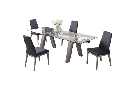 Chintaly - Esther Modern Dining Set w/ Extendable Glass Table & 2-Tone Chairs - ESTHER-ROSARIO-GRY-5PC-BLK veiw 1