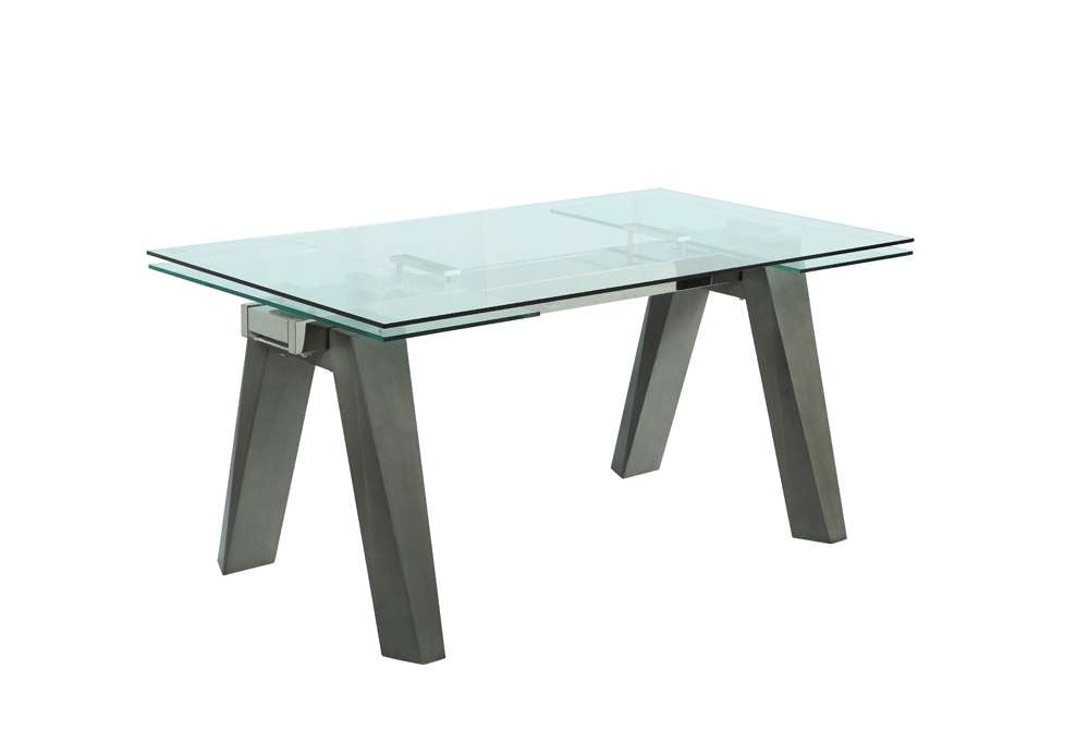 Chintaly - Esther Modern Dining Set w/ Extendable Glass Table & 2-Tone Chairs - ESTHER-ROSARIO-GRY-5PC-BLK veiw 3
