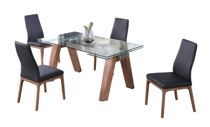 Chintaly - Esther Modern Dining Set w/ Extendable Glass Table & 2-Tone Chairs - ESTHER-ROSARIO-WAL-5PC-BLK veiw 1