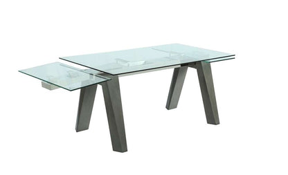 Chintaly - Esther Modern Dining Table w/ Extendable Glass Top & Solid Wood Legs - ESTHER-DT-GRY veiw 2