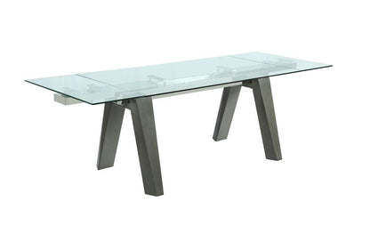 Chintaly - Esther Modern Dining Table w/ Extendable Glass Top & Solid Wood Legs - ESTHER-DT-GRY veiw 5