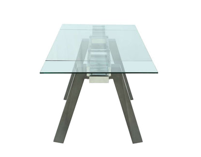 Chintaly - Esther Modern Dining Table w/ Extendable Glass Top & Solid Wood Legs - ESTHER-DT-GRY veiw 6