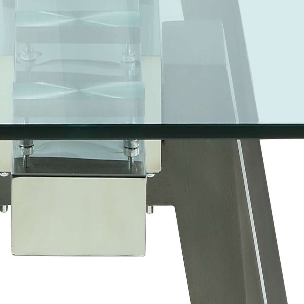Chintaly - Esther Modern Dining Table w/ Extendable Glass Top & Solid Wood Legs - ESTHER-DT-GRY veiw 8