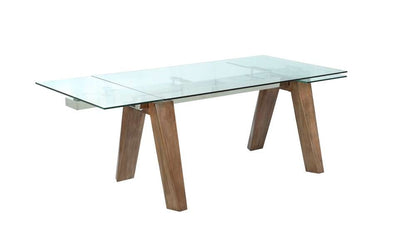 Chintaly - Esther Modern Dining Table w/ Extendable Glass Top & Solid Wood Legs - ESTHER-DT-WAL veiw 4