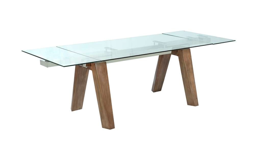 Chintaly - Esther Modern Dining Table w/ Extendable Glass Top & Solid Wood Legs - ESTHER-DT-WAL veiw 6