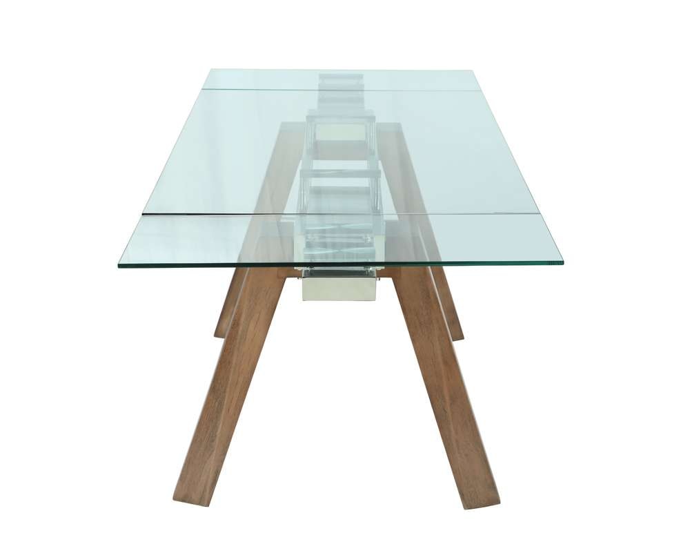 Chintaly - Esther Modern Dining Table w/ Extendable Glass Top & Solid Wood Legs - ESTHER-DT-WAL veiw 7