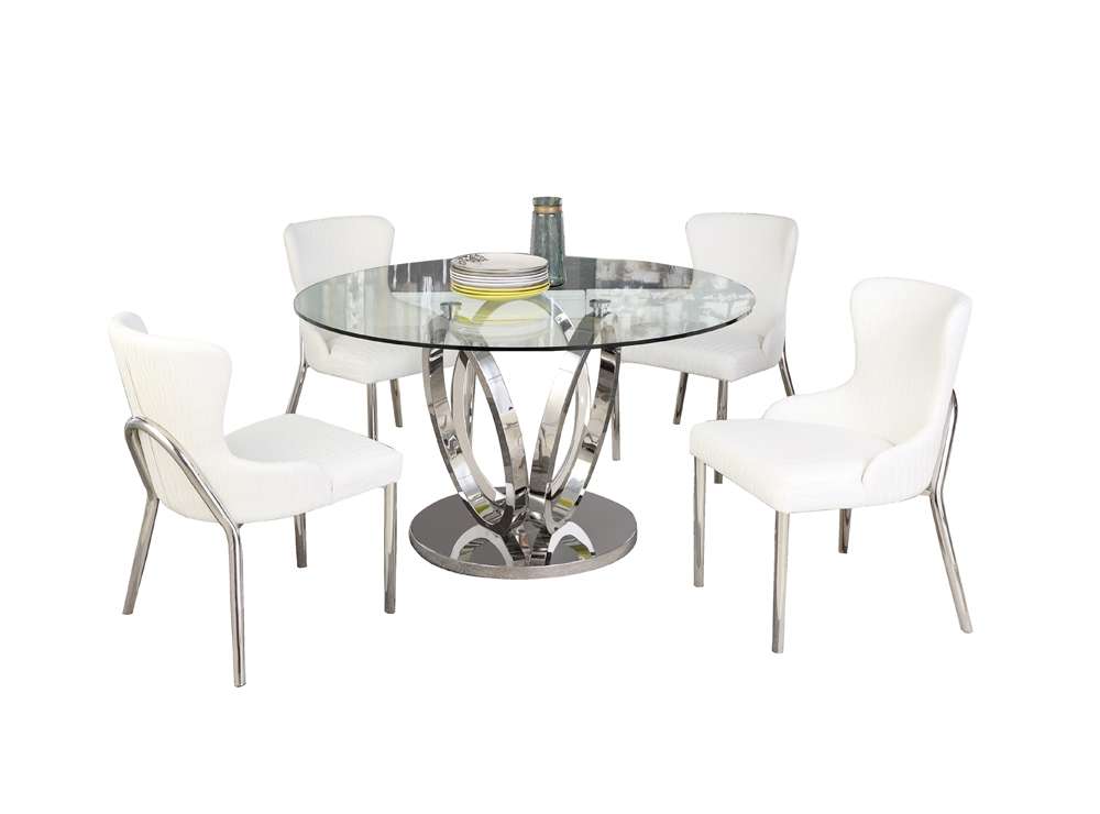 Chintaly - Evelyn 5 Pieces Dining Set Table With 4 Side Chairs - EVELYN-5PC-POL veiw 2