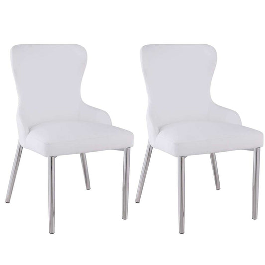 Chintaly - Evelyn Wing Back Side Chair with Polished Ss Frame (Set of 2) - EVELYN-SC-WHT-POL veiw 1